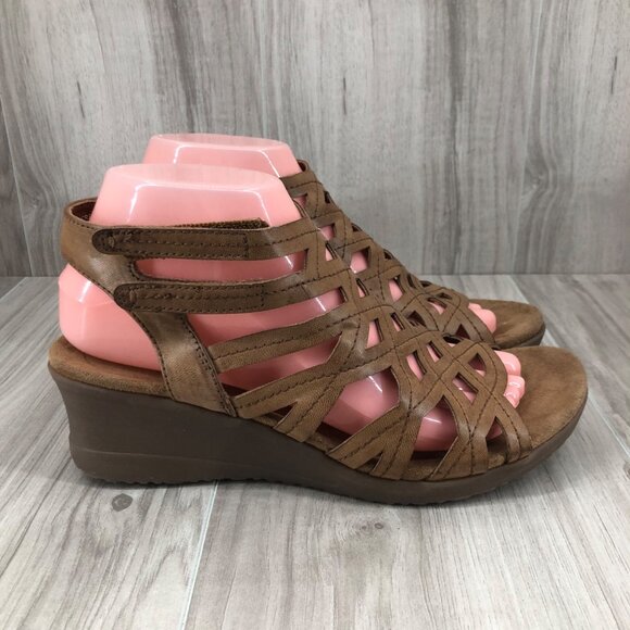 Baretraps Wedge Sandals Womens 8M Trella Brown Hook and Loop Shoes - Picture 1 of 12